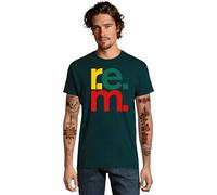 Camiseta R.E.M. Grupo Rock Pop música (FR/ES, Letras, XL, Regular, Regular, Verde Petróleo)