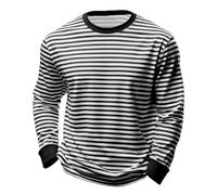 Camiseta Rayas Negras y Blancas Camiseta Manga Larga Hombre Cuello Redondo y Manga Larga Sudaderas Striped Mujer Casual T-Shirt Holgado Elegante Pullovers Tops Disfraz de Carnaval para Adulto
