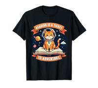 Camiseta Reading Is A Ticket To Adventure Kids Space Cat Lover Camiseta