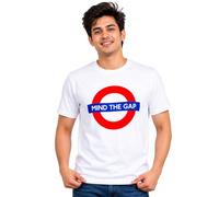 Camiseta redonda unisex con licencia de London Underground 'Mind The Gap', color blanco, tallas XS a 4XL, blanco (optic), XS