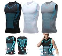 Camiseta Reductora 3 Piezas - Camiseta de Tirantes Moldeadora de Postura, Chaleco Moldeador Que Forma la Camisa sin Mangas Hombres cómodos (White+Gray+Black,X-Large)