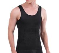 Camiseta Reductora Hombre Faja Reductora Abdomen Chaleco de Compresión para Adelgazar, Camisa Moldeadora Sin Mangas Transpirable para Deporte y Uso Diario, Talla XL Negro