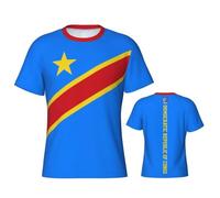 Camiseta República Democrática del Congo Hombre con Cuello Redondo, Transpirable Ligera Antiarrugas De Verano, T-Shir Rayas Estrellas, Camiseta Deportiva para Hombre Corte Estándar, Xs-5Xl