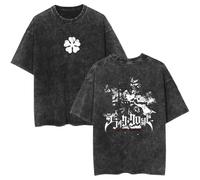 Camiseta Retro Anime Black Asta Clover Algodón Manga Corta Harajuku Y2K Cosplay Verano Prenda De Vestir Unisex-D||XX_l