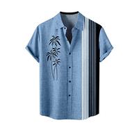 Camiseta retro de los años 50 para hombre, de manga corta, estilo rockabilly, estilo de verano, con botones, ajuste egular, camisetas, camisetas hawaianas, playas, ligeras, camisetas tropicales para