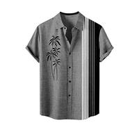 Camiseta retro de los años 50 para hombre, de manga corta, estilo rockabilly, estilo de verano, con botones, ajuste egular, camisetas, camisetas hawaianas, playas, ligeras, camisetas tropicales para