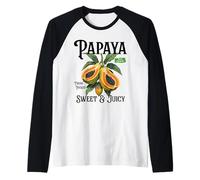 Camiseta Retro de Papaya Vintage, Fruta de Papaya Fresca y jugosa Camiseta Manga Raglan