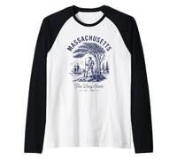 Camiseta retro del estado de Massachusetts Est 1788 Freedom Trail Camiseta Manga Raglan