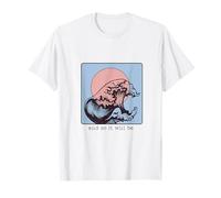 Camiseta Retro Japonesa con Arte Ondulado Vintage con estética oceánica Camiseta