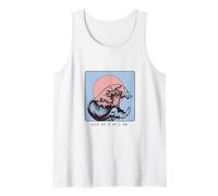 Camiseta Retro Japonesa con Arte Ondulado Vintage con estética oceánica Camiseta sin Mangas