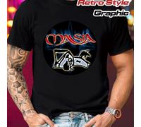 Camiseta Retro Vintage para Hombre - Algodón y Transpirable con en MASIA - con Detalles Azules - Ideal para Discotecas, Fiestas y Uso Diario - Ajuste Regular Lavable a Máquina, Camisetas Vintage
