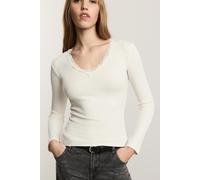 Camiseta rib detalle encaje BLANCO ROTO M