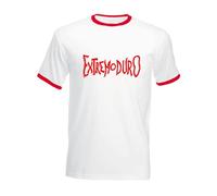 Camiseta Ringer Blanca y roja Extremoduro Rock Español Roberto Iniesta impresión Premium en Rojo Algodón Calidad 190grs (XXL)