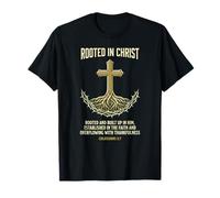 Camiseta Rooted in Christ Jesus, Cruz Cristiana Vintage Camiseta