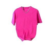 Camiseta Rota Cuello Redondo para Hombre, Manga Corta Base Informal Pink08Red Chico