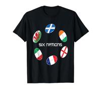 Camiseta Rugby Six Nations Camiseta gráfica económica, Hombre, Negro, M