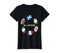 Camiseta Rugby Six Nations Camiseta gráfica económica, Mujer, Negro, L