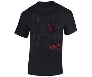 Camiseta: Rúnicas Odin - Mjolnir Martillo Thor - Vikingo T-Shirt hombre-s y mujer-es - Noruega Norway - Wotan Norseman Valhalla Hammer Mjölnir Pagan Metal - Regalo - Viking-s - Vikinga Rune (L)