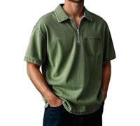 Camiseta Running Hombre Camiseta Casual Hombre Manga Corta Ligera Cremallera Exterior Diario Elegante Cómoda (GN1, M)