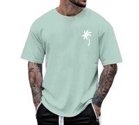 Camiseta Running Hombre, Tshirt Homem Playeras Camiseta De Verano para Hombre con Estampado De Árbol Pequeño Blusa De Manga Corta con Cuello Redondo (Light Green XXXL)