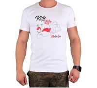 Camiseta s motivem MotoZem Ride your life blanca liquidación M