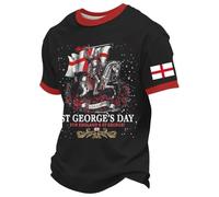 Camiseta San Jorge Hombre Cruz Roja Caballero Templario Camiseta Manga Corta Transpirable para Diario