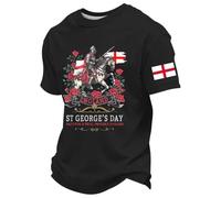 Camiseta San Jorge Hombre Cruz Roja Caballero Templario Camiseta Manga Corta Transpirable para Diario