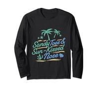 Camiseta Sandy Toes & Sun-Kissed Nose para Vacaciones en la Playa Manga Larga
