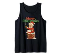 Camiseta Santa Pooping Down Chimney Humor Señora Claus Camiseta sin Mangas