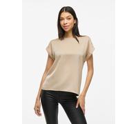 Camiseta satinada, cuello redondo Mujer Talla 34. Color Beige
