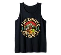 Camiseta Save Animals Eat People Bear Driking Beer Camiseta sin Mangas