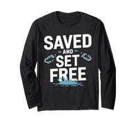 Camiseta Saved and Set Free - Bautismo de Libertad Inspirador Manga Larga