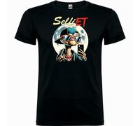 Camiseta SelfiET Camiseta de Manga Corta Negra Unisex (FR/ES, Letras, M, Regular, Regular, Negro)
