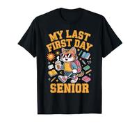 Camiseta Senior My Last First Day Divertida con Forma de Gato para el Regreso a la Escuela Camiseta