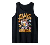Camiseta Senior My Last First Day Divertida con Forma de Gato para el Regreso a la Escuela Camiseta sin Mangas