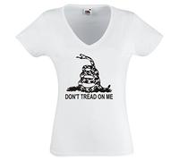Camiseta Señoras V-cuello blancos - Gadsden Flag Dont Tread on Me - M