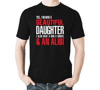 Camiseta Sí, Tengo Una Hermosa Hija Y Una Coartada para Las Armas. Manga Corta Transpirable Camiseta De Hombre Hombre Camisetas para Pesca Entrenamiento Correr 2XL