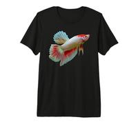 Camiseta Siamese Fighting Fish Splendens roja y Blanca Fancy Tail Camiseta Premium