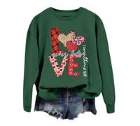 Camiseta sin capucha con estampado de corazón de los amantes, sudaderas con capucha y texto, Dark Green-a, XL