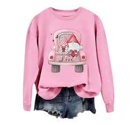 Camiseta sin capucha con estampado de corazón de los amantes, sudaderas con capucha y texto, Rosa-b, S