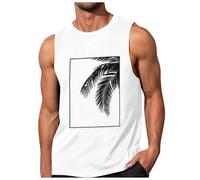 Camiseta Sin Manga Hombre, Chaleco de Playa Hombre con Estampado 3D de Palmera Diseño Vacaciones Holgado y Cómodo para Verano