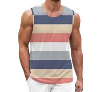 Camiseta sin mangas a rayas para hombre, chaleco de verano para hombre, color sólido, estampado a juego, ocio, vacaciones, sin mangas, para deportes, al aire libre, vida diaria, hot pink, S