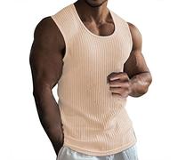 Camiseta sin mangas acanalada para hombre, camiseta de entrenamiento de punto, culturismo, gimnasio, ajuste muscular, camiseta de fitness 2025, Z01-caqui, S