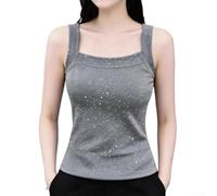 Camiseta sin mangas acanalada para mujer, ajustada, sin mangas, camiseta casual de color liso, ropa de fiesta de verano, L-4XL (gris claro 4XL)