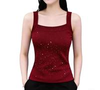 Camiseta sin mangas acanalada para mujer, camiseta sin mangas ajustada sin mangas, camisola casual de verano, ropa de fiesta L-4XL (rojo vino 2XL)