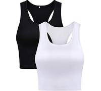 Camiseta sin Mangas Básica de Mujeres Camisola Deportiva Cortas de Racerback para Señoritas Chicas Vestido Diario (Conjunto de Colores 2, Medium)