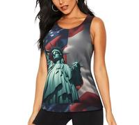 Camiseta sin mangas cómoda con estampado de la bandera de la Libertad para mujer, disponible en varios tipos de cuerpo, Negro, M