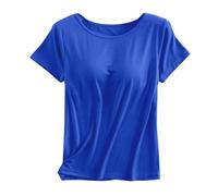 Camiseta sin mangas con brasier integrado para mujer, estilo Y2K, para gimnasio, cuello redondo, sin mangas, para fiesta, atlética, manga corta, básica, para salir, deportes, primavera, correr, moda