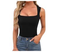 Camiseta sin mangas con cuello cuadrado para mujer, básica, para entrenamiento, ajustada, sin mangas, para correr, adelgazar, linda, moderna, atlética, ajustada, verano, 2026, deportes, casual