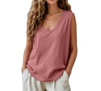 Camiseta sin mangas con cuello en U para mujer, elegante, simple, versátil, básica, ligera, holgada, cómoda, para la oficina, uso diario, hot pink, 6XL